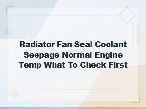 Radiator Fan Seal Coolant Seepage Normal Engine Temp What to Check First
