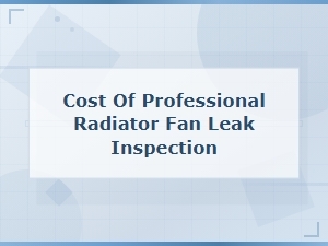 Radiator Fan Leak Inspection Cost: What to Expect